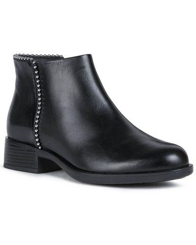 Geox D Resia P Leather Bootie - Black