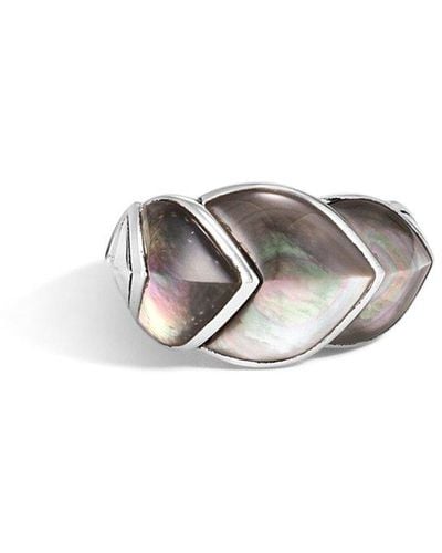 John Hardy Legends Silver Pearl Medium Naga Ring - White