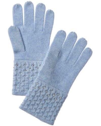 Forte Texture Crystal Cashmere Gloves - Blue