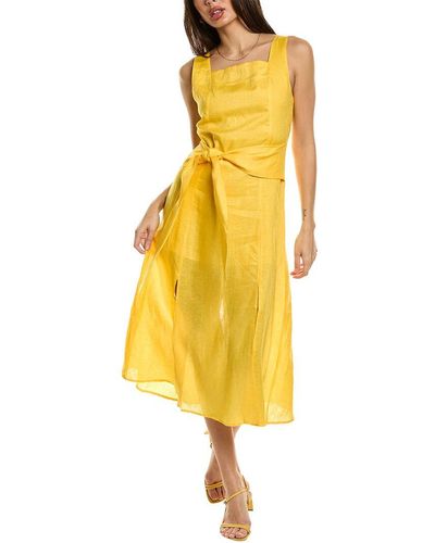 Equipment Ginette Linen Midi Dress - Yellow