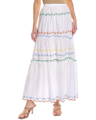 Tory Burch Scallop Embroidered Maxi Skirt - White