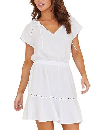 Bella Dahl Eyelet Flutter Sleeve Mini Dress - White