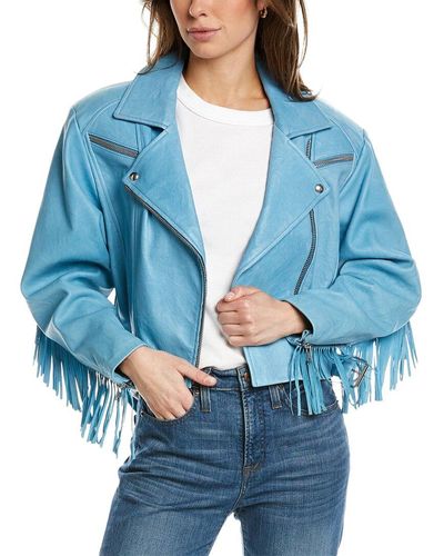 IRO Marom Leather Jacket - Blue
