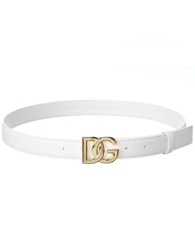Dolce & Gabbana Dg Logo Leather Belt - White