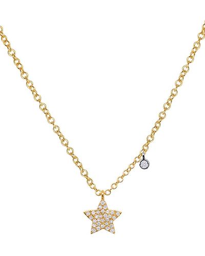 Meira T 14k 0.05 Ct. Tw. Diamond Star Necklace - Metallic