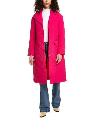 Ellen Tracy Diamond Quilted Trench Coat - Pink