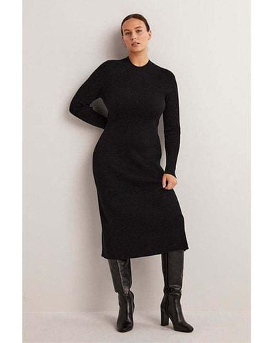 Boden Ribbed Knitted Midi Dress - Black