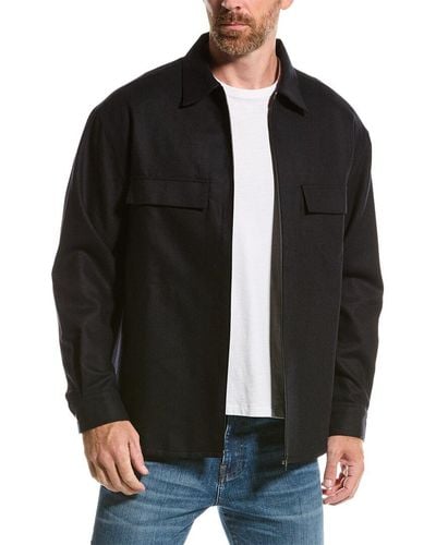 FRAME Modern Flannel Zip Wool-blend Shirt - Black