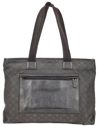 Gucci Gg Canvas Tote (Authentic Pre-Owned) - Grey