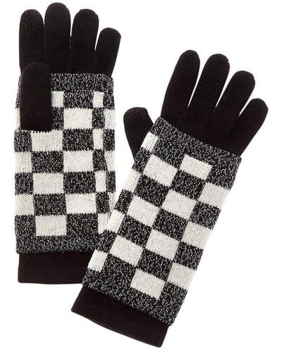 Hannah Rose Racer Check 3-in-1 Cashmere-blend Tech Gloves - Black