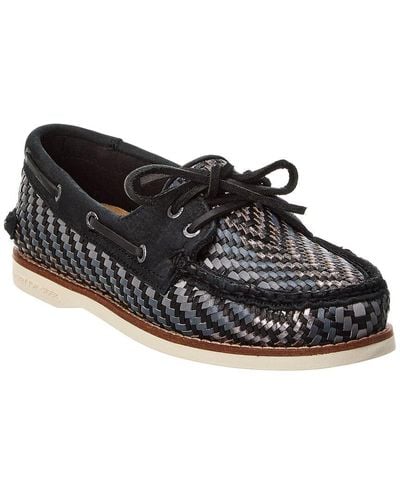 Sperry Top-Sider A/o 2-eye Woven Leather Boat Shoe - Black