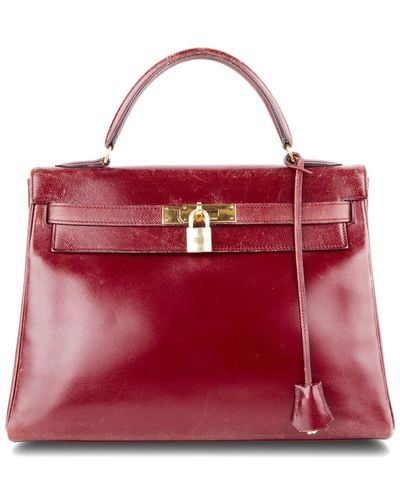 Hermès Box Calf Leather Kelly Sellier Ghw 32 (Authentic Pre-Owned) - Red