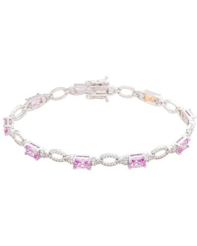Suzy Levian Silver 0.02 Ct. Tw. Diamond & Gemstone Bracelet - White