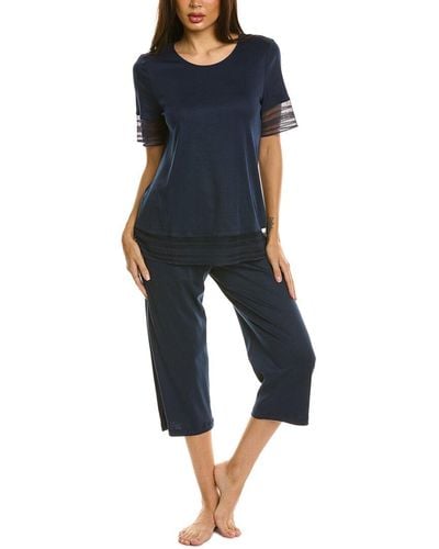 Hanro 2pc Sina Crop Pajama Set - Blue