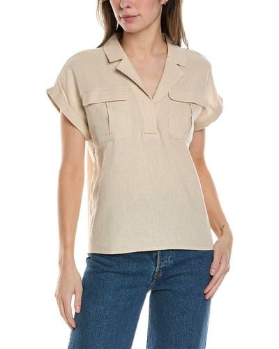Ellen Tracy Linen-blend Camp Shirt - Natural