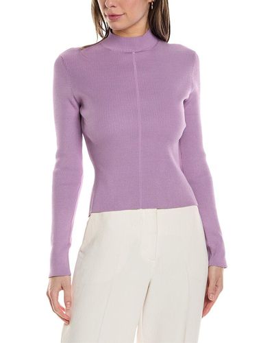 Oscar de la Renta Mock Neck Silk-blend Sweater - Purple