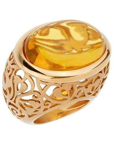 Pomellato 18K Rose 19.94 Ct. Tw. Diamond & Amber Ring (Authentic Pre- Owned) - Metallic