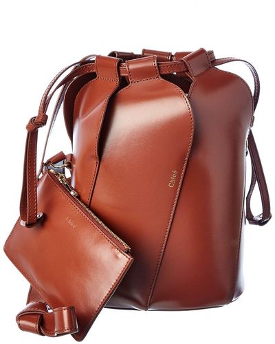Chloé Tulip Leather Bucket Bag - Brown