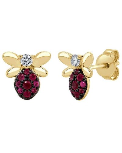 Sabrina Designs 14k 0.75 Ct. Tw. Diamond & Ruby Bumble Bee Studs - Multicolour