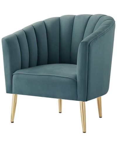 Nicole Miller Kody Velvet Accent Chair/slipper Chair - Blue
