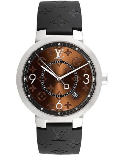 Louis Vuitton Tambour Slim Monogram Watch, Circa 2000S (Authentic Pre-Owned) - Black