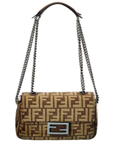 Fendi Baguette Midi Ff Tapestry Shoulder Bag - Brown