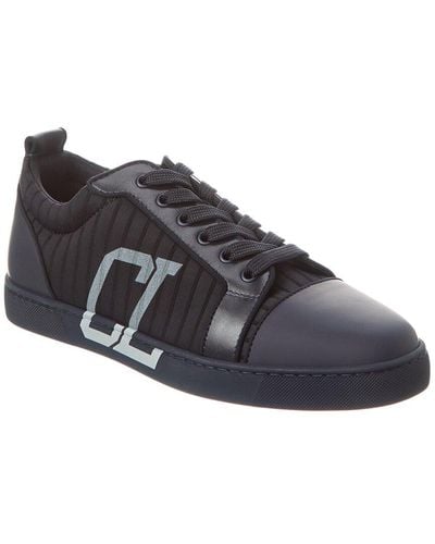 Christian Louboutin Louis Junior Varsimax Leather-Trim Sneaker - Black