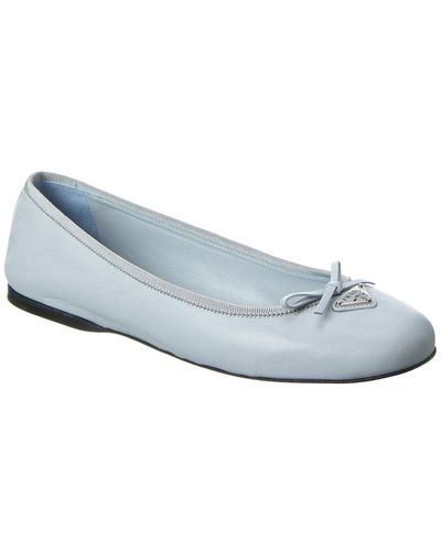 Prada Logo Leather Ballerina Flat - Blue