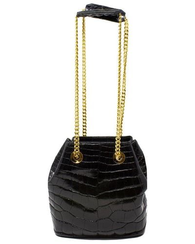 Stalvey Crocodile Leather Jessica Bucket Bag (Authentic Pre-Owned) - Black