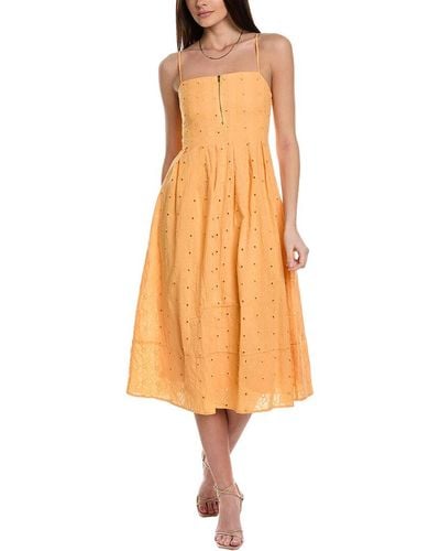 Line & Dot Trixie Floral Midi Dress - Yellow