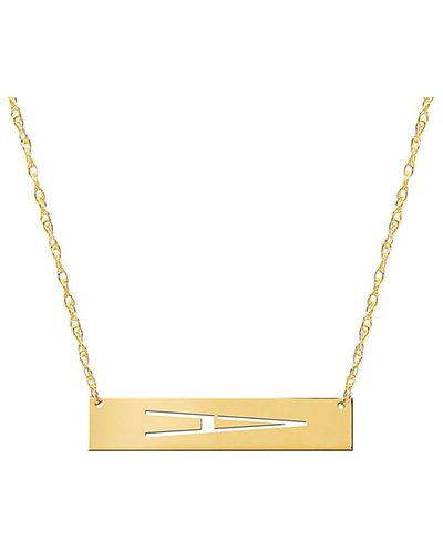 Jane Basch Sideways Horizontal Initial Bar Necklace (a-z) - Metallic