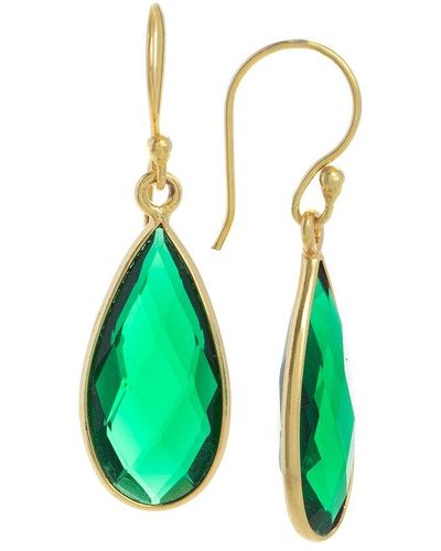 Saachi 18k Plated Drop Earrings - Green