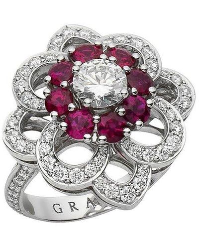 Graff Platinum 3.20 Ct. Tw. Diamond & Ruby Cocktail Ring (Authentic Pre-Owned) - White