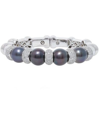 Diana M. Jewels Fine Jewellery 18k 3.17 Ct. Tw. Diamond 11.5mm Pearl Bracelet - Multicolour
