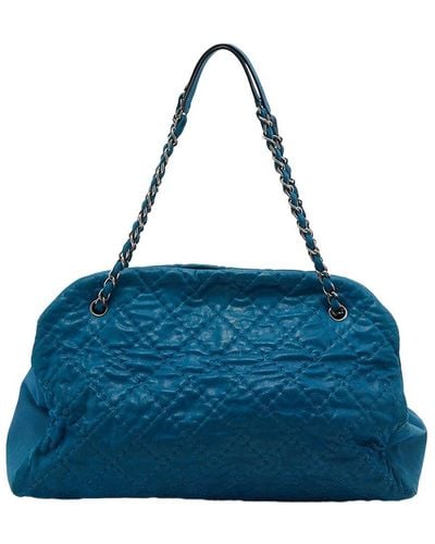 Chanel Leather Just Mademoiselle Bowler Bag (Authentic Pre-Owned) - Blue