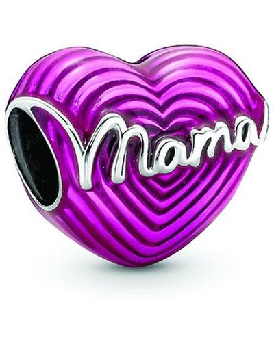 PANDORA Moments Silver Heart Mama Charm - Purple