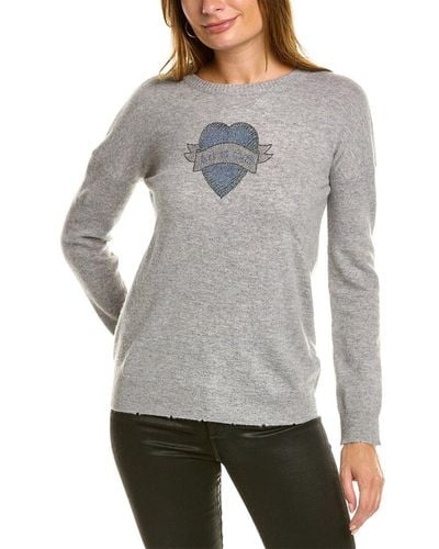 Zadig & Voltaire Gaby Heart Strass Wool & Cashmere-blend Sweater - Gray