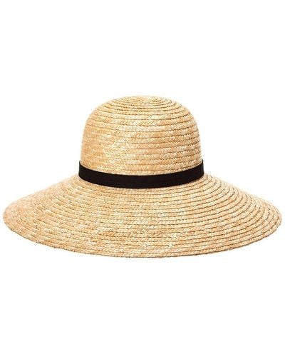 Bruno Magli Wide Brim Leather-trim Straw Hat - Natural