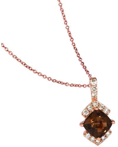 Le Vian 14k Rose Gold 1.59 Ct. Tw. Diamond & Smoky Quartz Pendant Necklace - Metallic