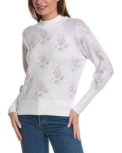Forte Rose Jacquard Sweater - Gray