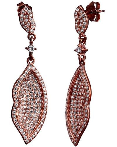 Suzy Levian Rose Gold Vermeil Cz Dangle Earrings - Pink