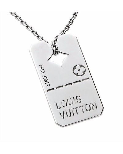 Louis Vuitton 18K Dog Tag Necklace (Authentic Pre-Owned) - White