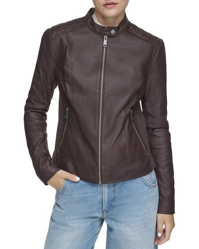 Andrew Marc Marc New York Glenbrook Feather Leather Coat - Brown