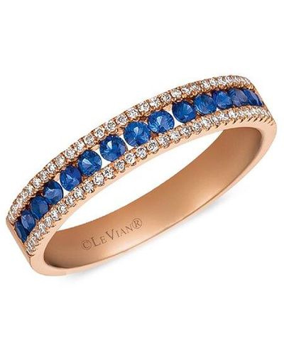Le Vian Le Vian 14k Rose Gold 0.57 Ct. Tw. Diamond & Sapphire Ring - Blue