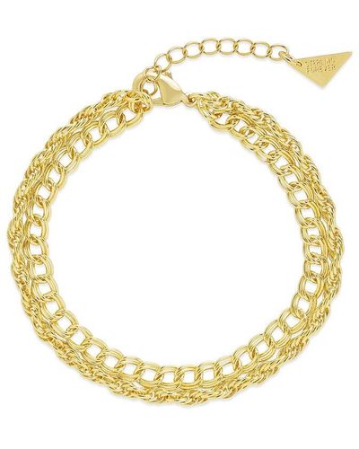 Sterling Forever 14k Plated Two Layered Chain Bracelet - Metallic
