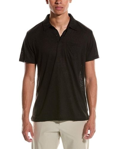 Slate & Stone Linen-Blend Polo Shirt - Black