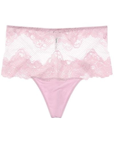 Le Mystere Lace Allure High-waist Thong - Pink