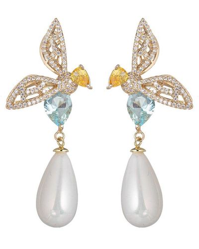 Eye Candy LA Luxe Collection 18k Plated Cz Nefertiti Earrings - White