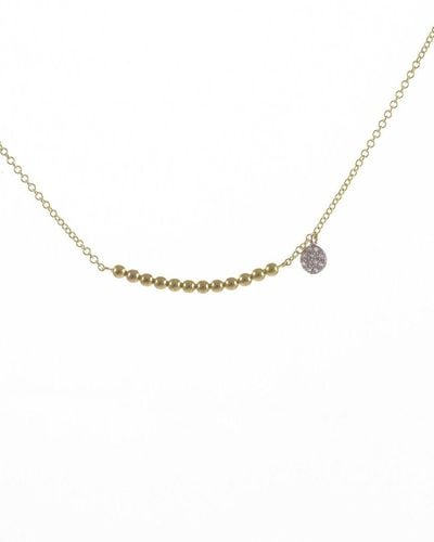 Meira T 14k Diamond Beaded Bar Necklace - Metallic