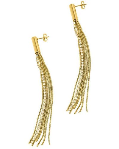 Adornia 14k Plated Crystal Fringe Drop Earrings - Metallic